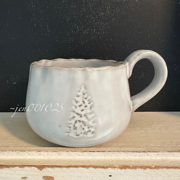 13.5oz Stoneware Debossed Tree Holiday Mug Sour Cream - Hearth & Hand Magnolia - Picture 7 of 7